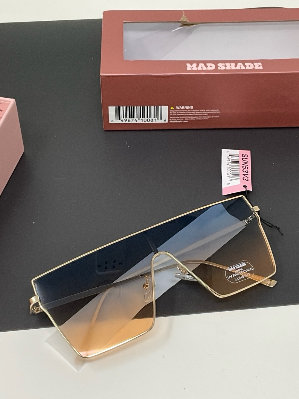 Mad Shade  Sunglasses flat top shield Gradient blue peach